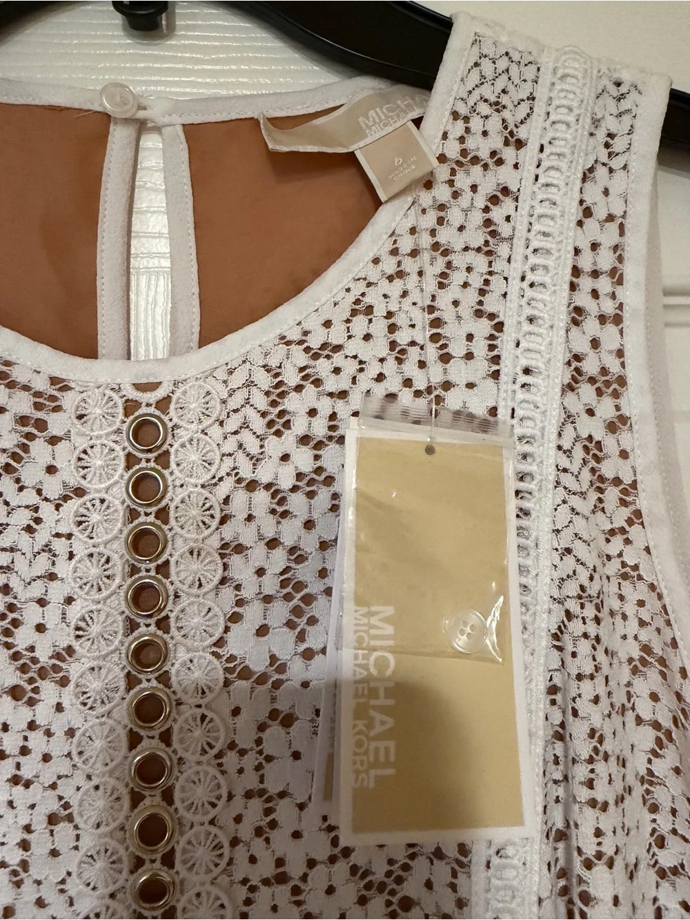 MICHAEL Michael Kors White Lace Sleeveless Midi Dress; NWT; size 6 - Picture 6 of 7